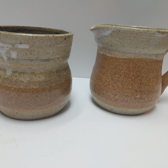 Vintage Studio Pottery Stoneware Jug and Cup Rustic Textured Earthy c1980-90s - Picture 6 of 8